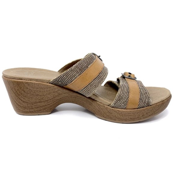 Dansko Jessie Brown Lizard Leather Buckle Sandals - Picture 5 of 12